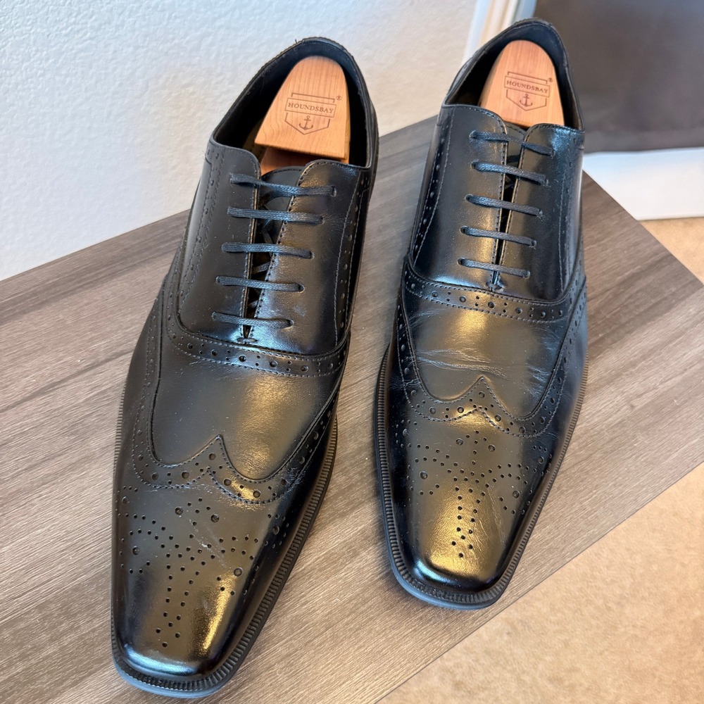 La Milano Hereford Wingtip Oxford Leather Mens Black 13 Dress Shoes A124061K